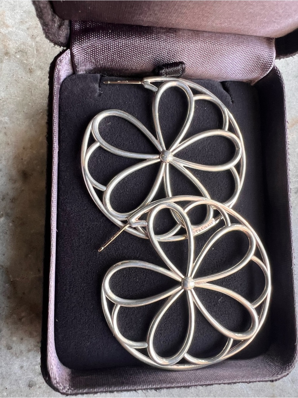 Tiffany & Co. Silver Petal Hoop Earrings